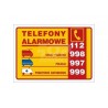 Tabliczka telefonów alarmowych.