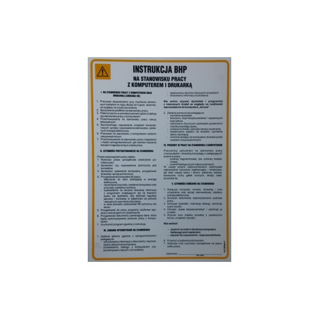Instrukcja BHP na stanowisku pracy z komputerem i drukarką.