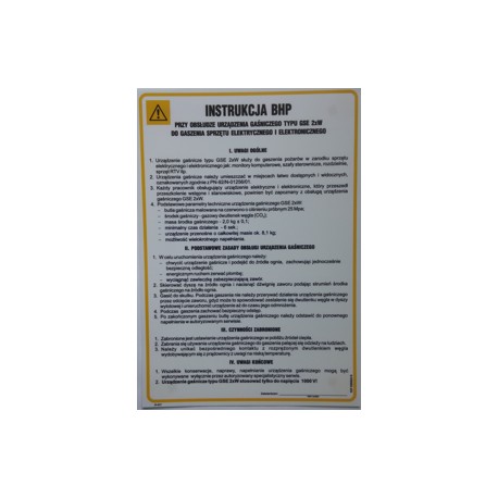 Instrukcja BHP przy obsłudze urządzenia gaśniczego