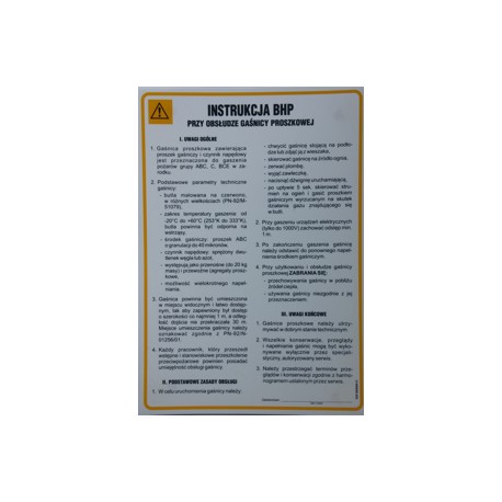 Instrukcja BHP przy obsłudze gaśnicy proszkowej.