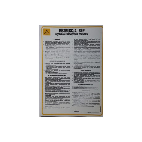 Instrukcja BHP ręcznego przewożenia towarów.
