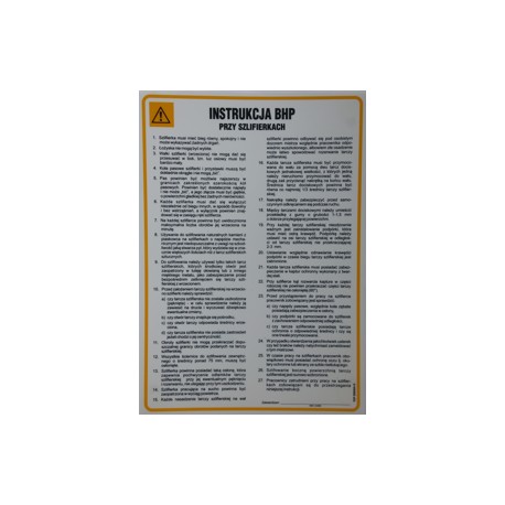 Instrukcja BHP przy szlifierkach.