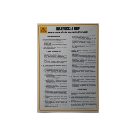 Instrukcja BHP przy obsłudze wózków widłowych (sztaplarek).