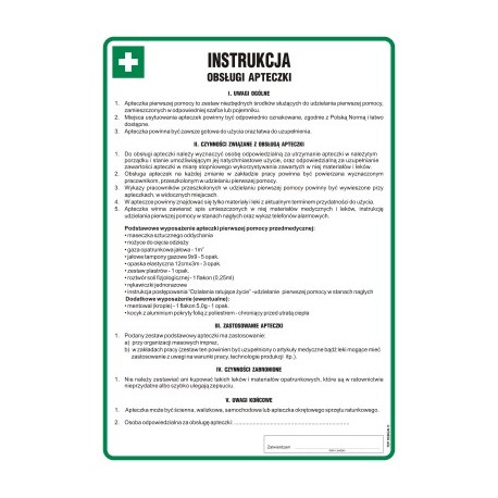 Instrukcja obsługi apteczki.
