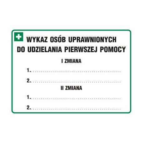 Wykaz osób uprawnionych do udzielenia pierwszej pomocy.