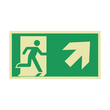 E103 Wyjście ewakuacyjne strzałka 45 stopni w prawo do góry