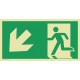 E106 Wyjście ewakuacyjne strzałka 45 stopni w lewo w dół