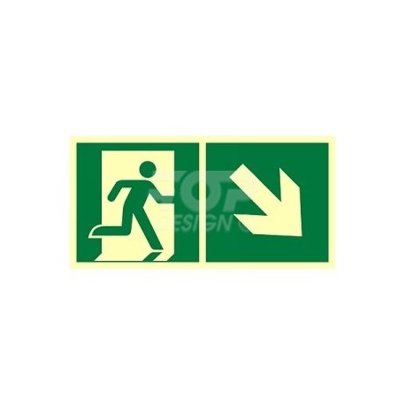 AE098 Kierunek do wyjścia ewakuacyjnego w dół w prawo