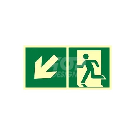 AE093 Kierunek do wyjścia ewakuacyjnego w dół w lewo