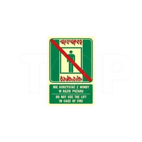 AC093 Nie korzystać z windy w razie pożaru/Do not use the lift in case of fire